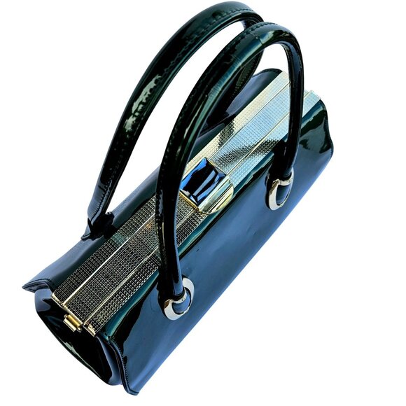 Vintage Y2K Green Plastic Handbag Purse Top Handle Kiss Clasp Vegan - Picture 4 of 14